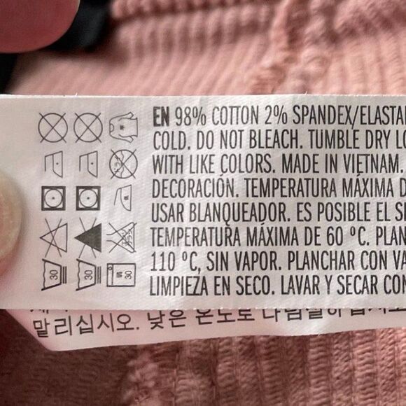 Forever 21 Corduroy Button Front Mini Skirt Pink Peach Knit A-Line S - Picture 6 of 6